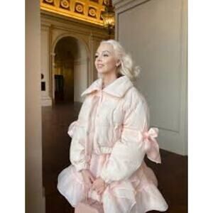 SELKIE Sz 2x Silk Strawberry Milk Marshmallow Puffer Coat Jacket NWT